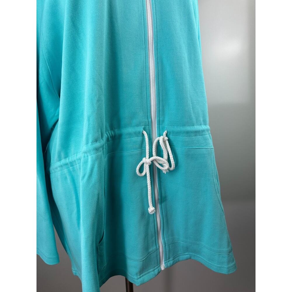 Belle by Kim Gravel Perfect Pique Haute Zip Anorak Aqua Blue Womens Plus Size 4X - Picture 4 of 14